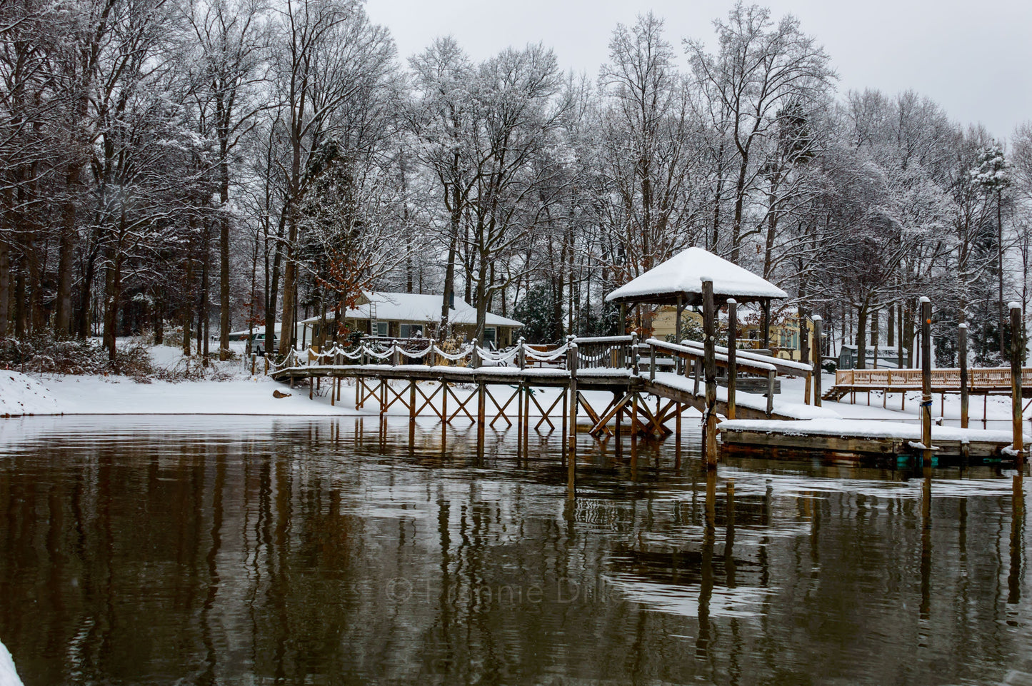 Lake Norman, Photograph Print, Wall Art, Home Décor, Landscape Print, Charlotte, Reflections, North Carolina, Snow, Winter, Dock,Christmas