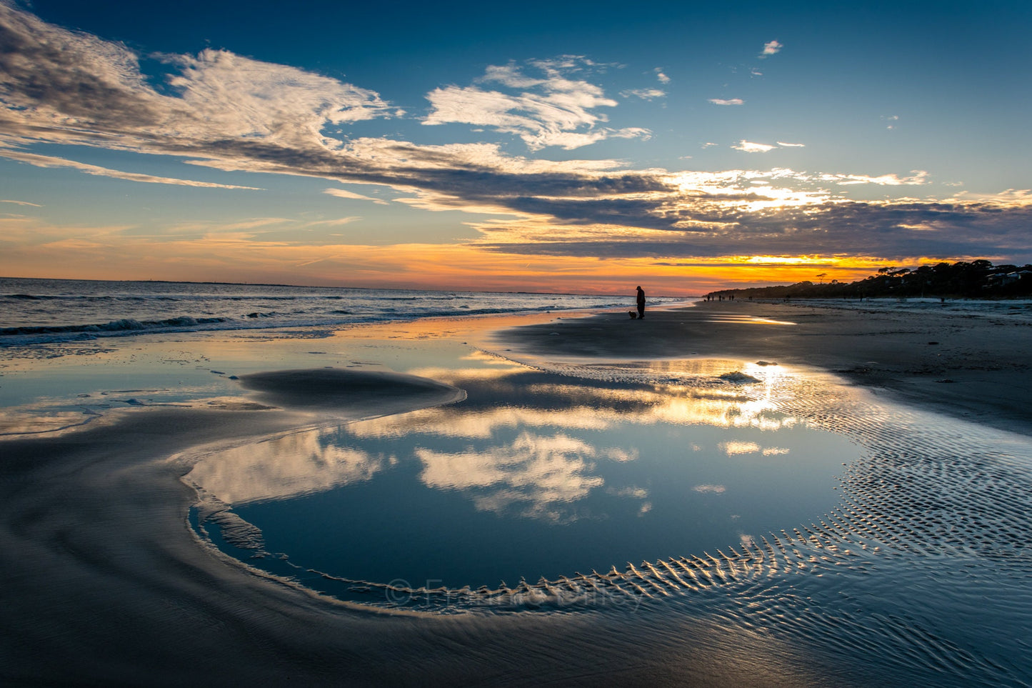 Hilton Head Island, Coligny Beach, Landscape Photograph, Beach, Bluffton, Sunset, South Carolina, Reflection