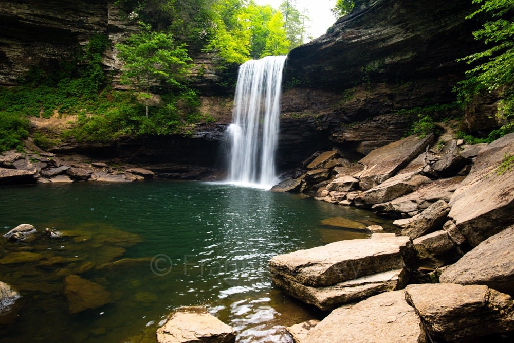 Greeter Falls, Waterfalls, Altamont, Tennessee, Savage Gulf State Park, Blue Hole Falls, Spring, Photograph Print, Metal, Frannie Dilley