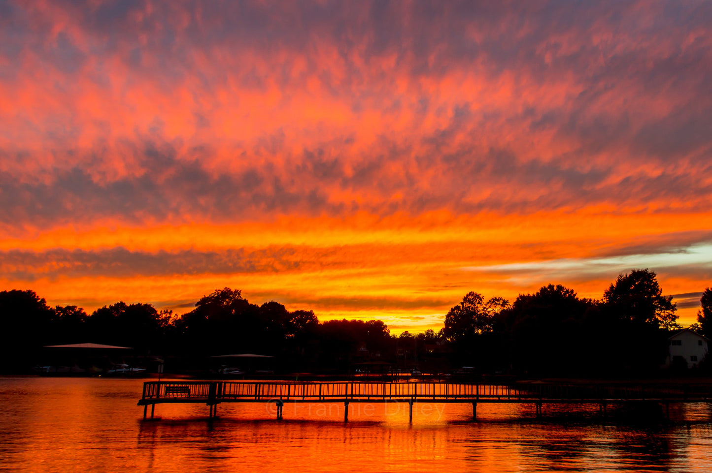 Lake Norman, Mooresville, Charlotte, Huntersville, Lake, Cornelius, Reflections, North Carolina, Sunset, Red, Dock, Landscape Photograph