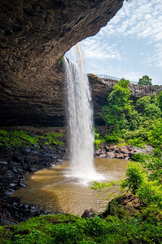 Noccalula Falls Park,Spring,Waterfalls,Gadsden,Alabama,Black Creek Gorge, Hiking, Vertical Photograph Print,Metal,Frannie Dilley