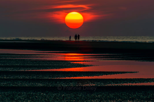 Hilton Head Island, Photograph Print, Wall Art, Home Décor, Landscape Print, Coligny Beach, Sunrise, Reflections, South Carolina, Red Sun,.