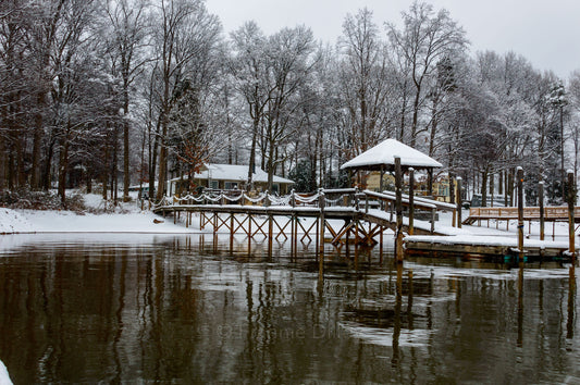 Lake Norman, Photograph Print, Wall Art, Home Décor, Landscape Print, Charlotte, Reflections, North Carolina, Snow, Winter, Dock,Christmas