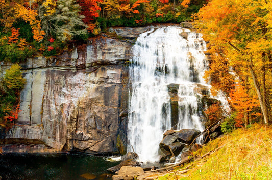 Rainbow Falls, Gorges State Park, North Carolina, Fall Leaves, Autumn, Landscape Photograph, Waterfalls, Sapphire, Brevard