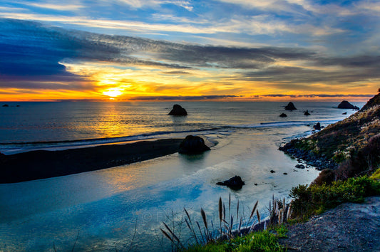 Jenner Beach, California, Goat Rock Beach, Russian River, Photograph Print, Wall Art, Home Décor, Landscape Print,Sunset, Hwy 1, Reflections